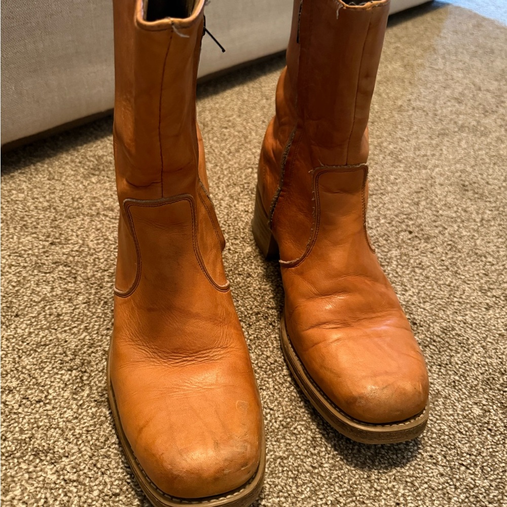 ACME Cognac Leather Chelsea/Campus Boots
